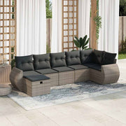 Loungeset 7-delig poly rattan grijs