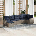 7-piece Lounge Set with Cushions poly rattan grey