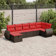 7-delige Loungeset met kussens poly rattan bruin