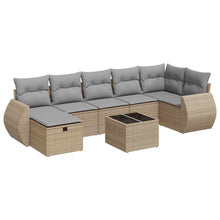 8-delige Loungeset met kussens poly rattan beige