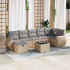 8-delige Loungeset met kussens poly rattan beige