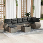 8-delige Loungeset met kussens poly rattan grijs