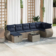 8-piece Lounge Set with Cushions Poly Rattan Grey