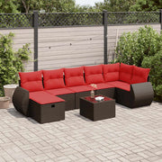 8-piece Lounge Set with cushions poly rattan brown