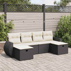 6-piece Lounge Set with Cushions Poly Rattan Black