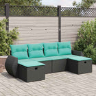 6-piece Lounge Set with Cushions Poly Rattan Black
