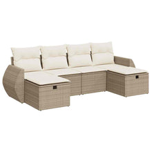 6-delige Loungeset met kussens poly rattan beige