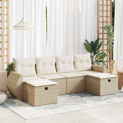 Loungeset 6-delig poly rattan beige