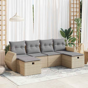 Loungeset 6-delig poly rattan beige