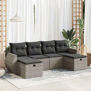 Loungeset poly rattan 6-delig grijs