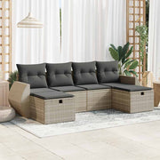 Loungeset 6-delig poly rattan lichtgrijs