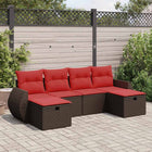 6-piece Lounge Set with Cushions Poly Rattan Brown