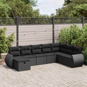 Loungeset 8-delig poly rattan zwart