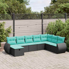 8-piece Lounge Set with Cushions Polyrattan Black