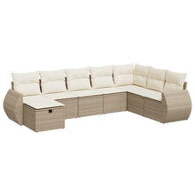 8-delige Loungeset met kussens poly rattan beige