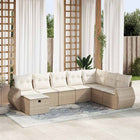 8-delige Loungeset met kussens poly rattan beige