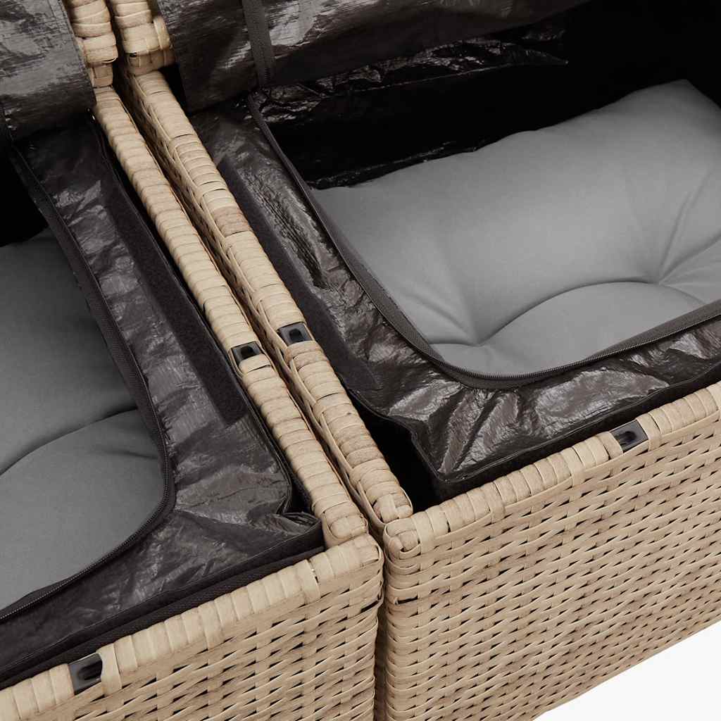 8-delige Loungeset met kussens poly rattan beige