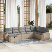 Loungeset 8-delig poly rattan beige