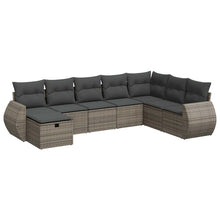 8-delige Loungeset met kussens poly rattan grijs