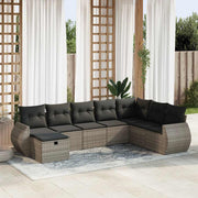 Loungeset 8-delig poly rattan grijs