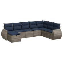 8-delige Loungeset met kussens poly rattan grijs