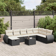 Loungeset 9-delig poly rattan zwart