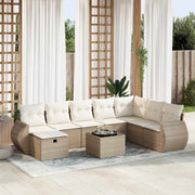 Loungeset 9-delig poly rattan beige