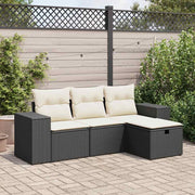 Loungeset 4-delig poly rattan zwart