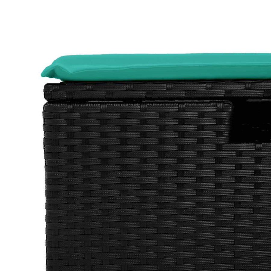 4-delige Loungeset met kussens poly rattan zwart