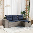 4-piece Lounge Set with cushions poly rattan grey
