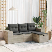 Loungeset 4-delig poly rattan lichtgrijs