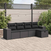 Loungeset 5-delig poly rattan zwart