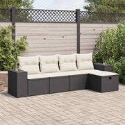 Loungeset poly rattan 5-delig zwart
