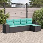 5-Piece Loungeset with Cushions Poly Rattan Black