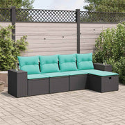 5-Piece Loungeset with Cushions Poly Rattan Black