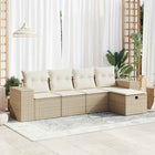 Loungeset poly rattan 5-delig beige