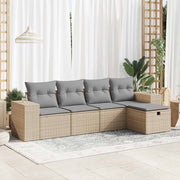 Loungeset 5-delig poly rattan beige