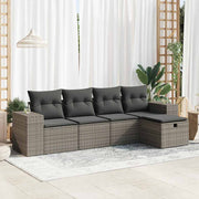Loungeset 5-delig poly rattan grijs
