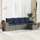 Loungeset 5-delig poly rattan grijs
