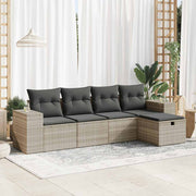 Loungeset poly rattan lichtgrijs 5-delig