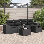 Loungeset 6-delig poly rattan zwart