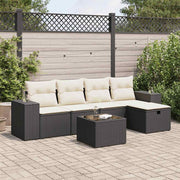 Loungeset 6-delig poly rattan zwart