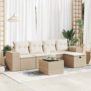 Loungeset poly rattan 6-delig beige