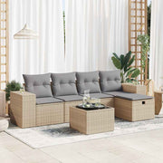Loungeset 6-delig poly rattan beige