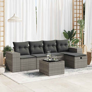 Loungeset 6-delig poly rattan grijs