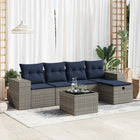6-piece Lounge Set with Cushions Poly Rattan Grey