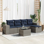 6-piece Lounge Set with Cushions Poly Rattan Grey
