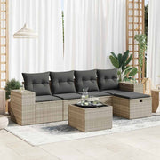 Loungeset 6-delig poly rattan lichtgrijs