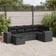 Loungeset 6-delig poly rattan zwart