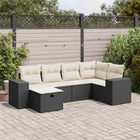 6-piece Lounge Set with Cushions Poly Rattan Black